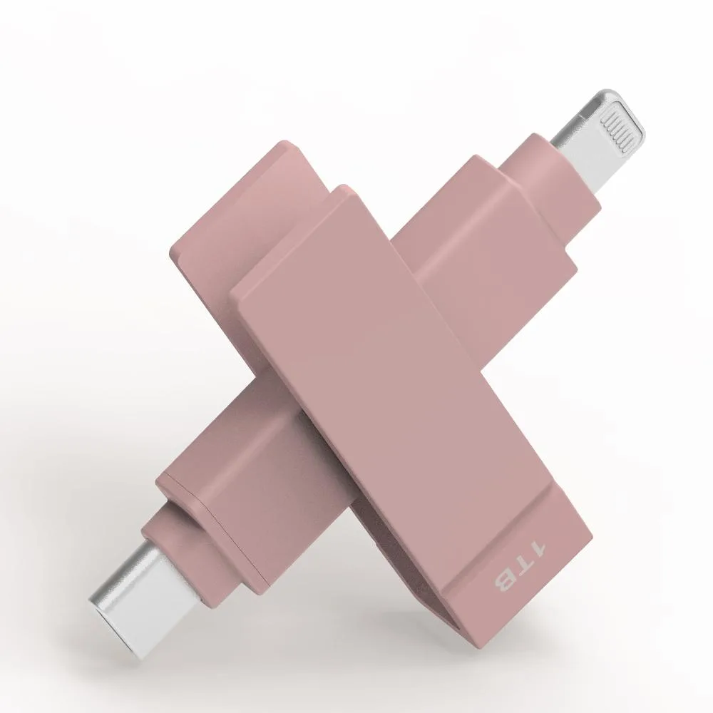 PIODATA PIODATA iXflash 1 TB USB 3.2 Gen 1 Type C Lightning Pink — product photo