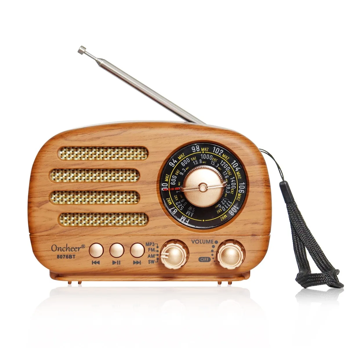  ONCHEER 8076BT Portable Radio FM AM SW Bluetooth 3W 1200mAh — product photo