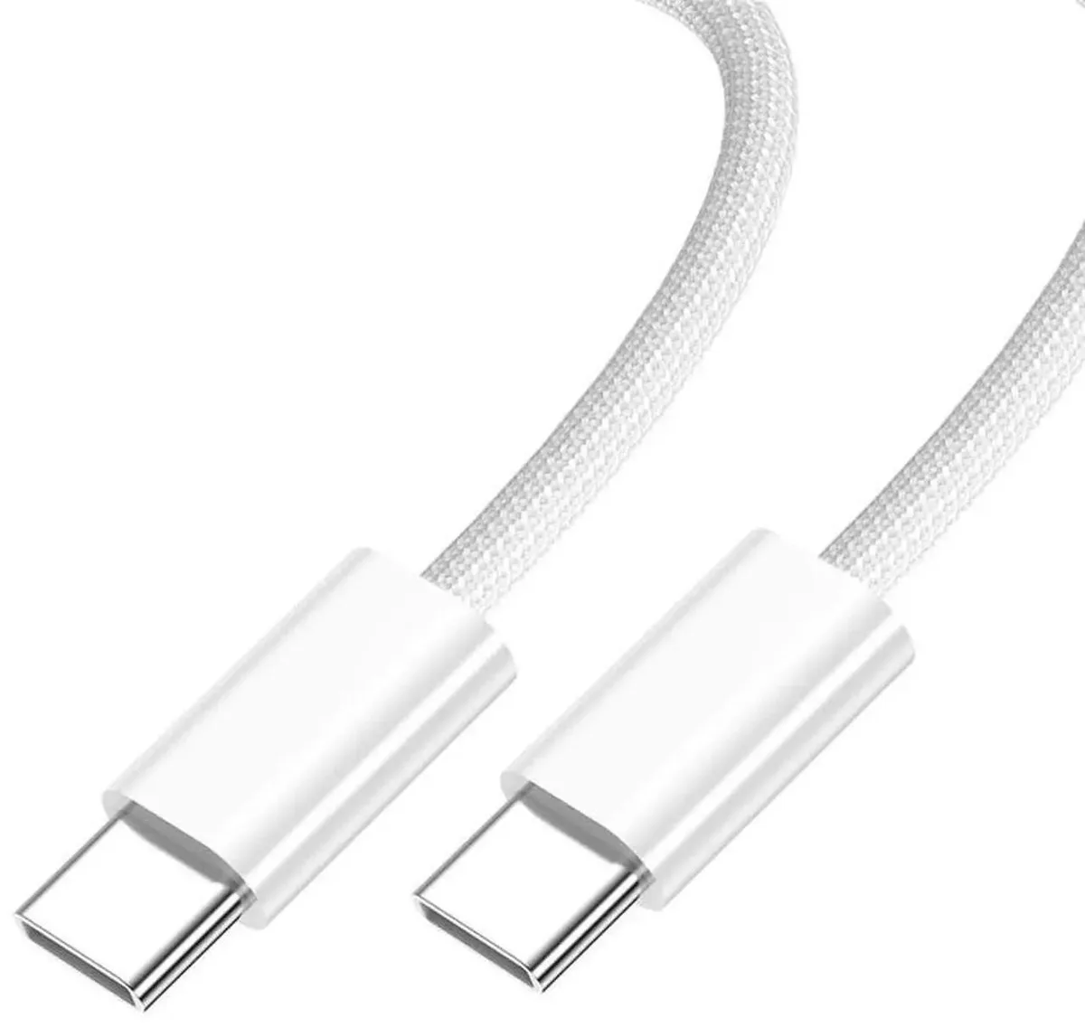 SMUGDESK SMUGDESK 2.0m White Nylon Braided USB-C to USB-C Cable PD 27W/65W 480Mbps — product photo