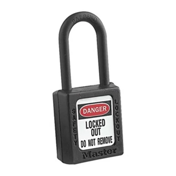 Yellow thermoplastic lockout padlock with plastic shackle, keyed alike