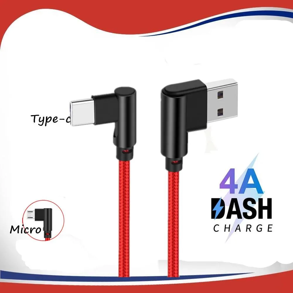 Hetai Tech Hetai Tech 90° Micro USB to USB A Cable 1.5m 4.0A Red — product photo