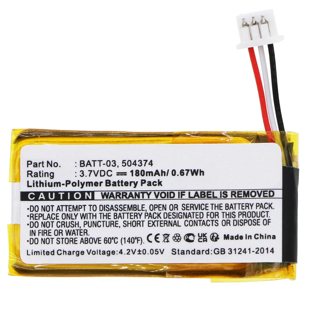 MPF Products MPF Products 180mAh 3.7V 0.67Wh Li-Polymer Battery BATT-03 504374 AHB401835T telephone accessory — product photo