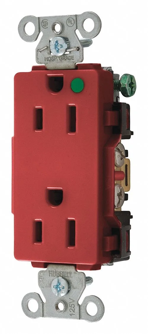 Hubbell Incorporated Hubbell Incorporated 2172RED Straight Blade Receptacle 5-15R 15 A electrical box — product photo