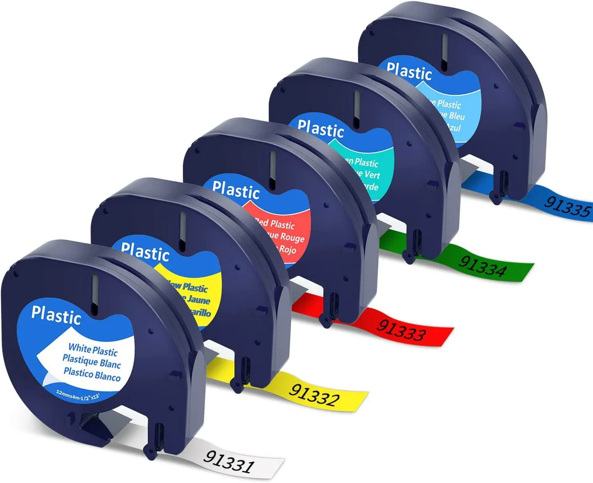 NShi NShi 12 mm × 4 m Dymo LetraTag label tape 5-pack 3D printers accessory — product photo