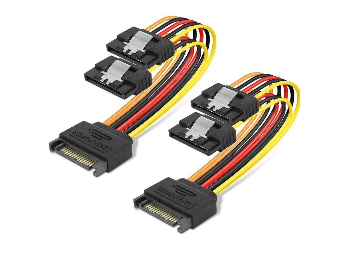 BONAEVER BONAEVER 15 Pin SATA Power Y-Splitter Cable 8 Inch 2 Pack — product photo