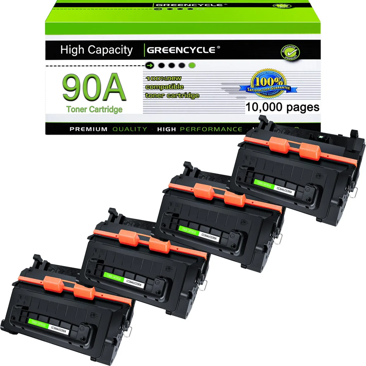 GREENCYCLE GREENCYCLE 90A Black Toner Cartridge 4 Pack CE390A — product photo