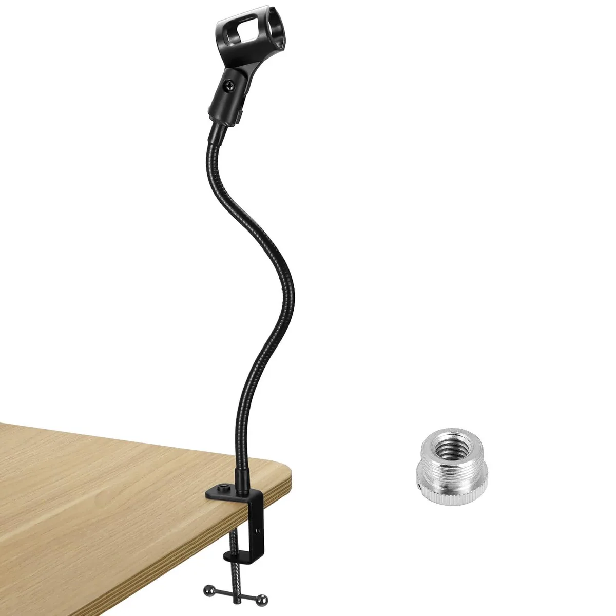 13-inch chrome gooseneck microphone stand with desk clamp