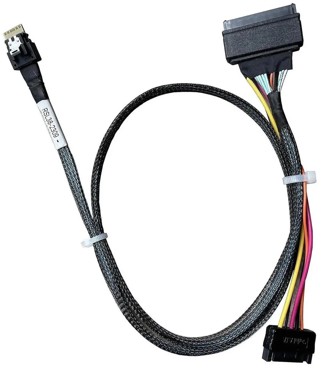 SMUGDESK SMUGDESK PCIe 4.0 SlimSAS 4X SFF-8654 to U.2 NVMe SFF-8639 Cable with Power 75cm — product photo
