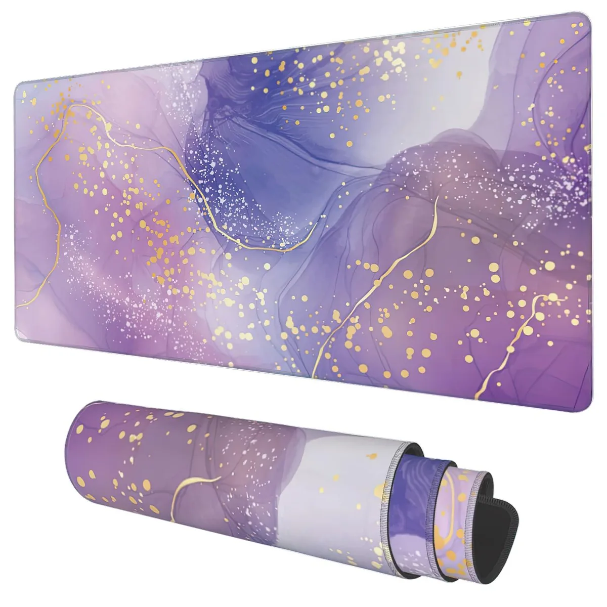 KEHIPI KEHIPI Purple Rose Lavender Liquid Marble Extended Mouse Pad 35.4x15.7 in — product photo
