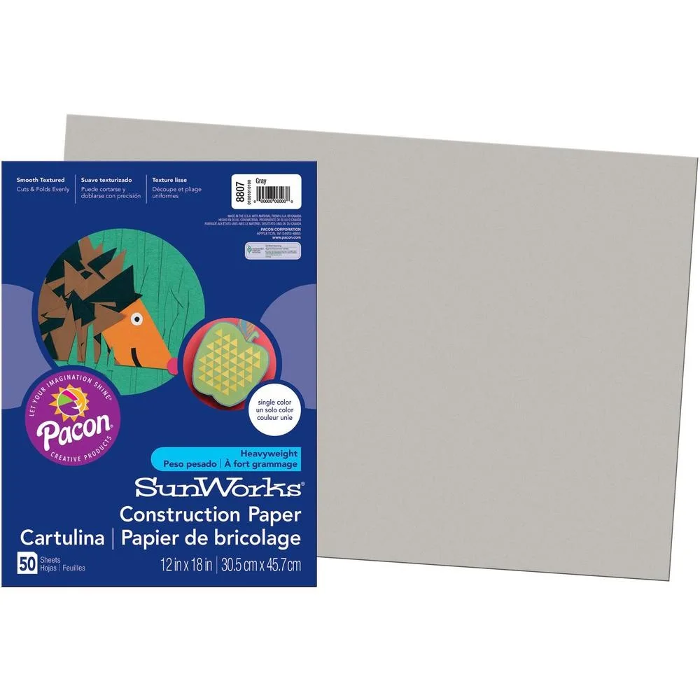 SunWorks SunWorks 8807 Construction Paper 12 x 18 Gray 50 Pack 58 lbs — product photo