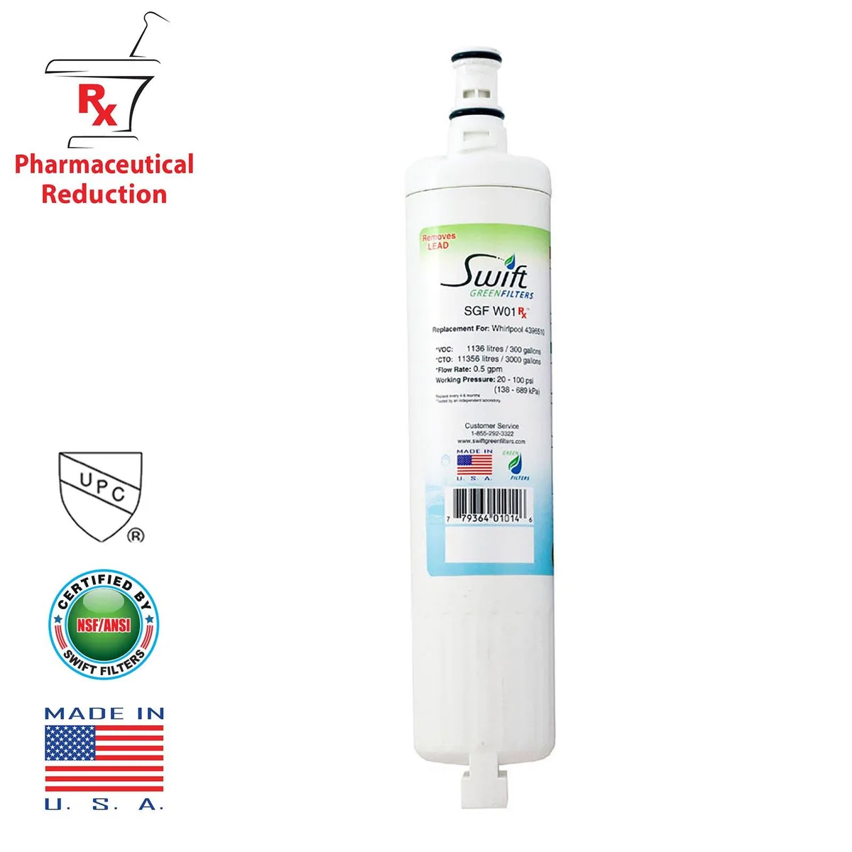 Swift Green Swift Green SGF-W01 Rx-3P water filtration 0.5 micron NSF 42 53 401 — product photo