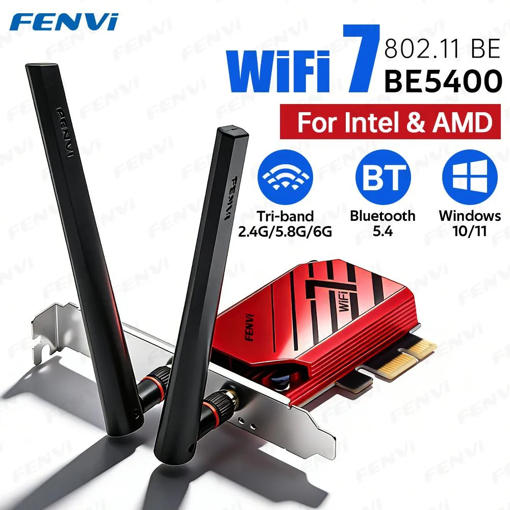 fenvi fenvi FV-BE5400PRO Wi-Fi 7 PCIe adapter Bluetooth 5.4 MT7925 tri-band 6dbi red — product photo
