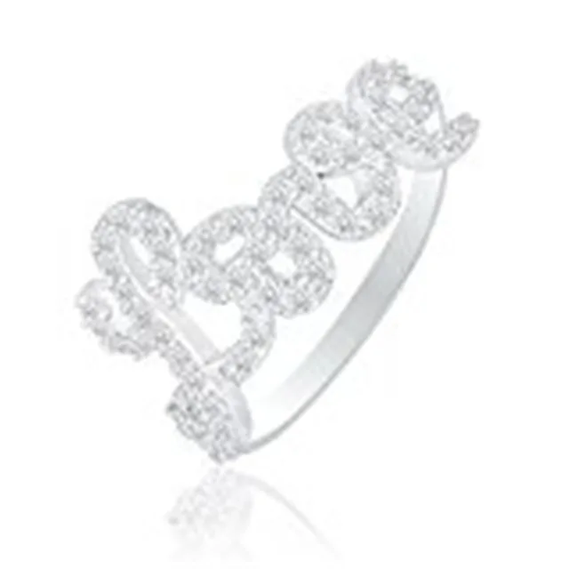 ORROUS &amp; CO ORROUS &amp; CO 18K White Gold Plated Cubic Zirconia "Love" Ring 66 Stones 2.32g — product photo