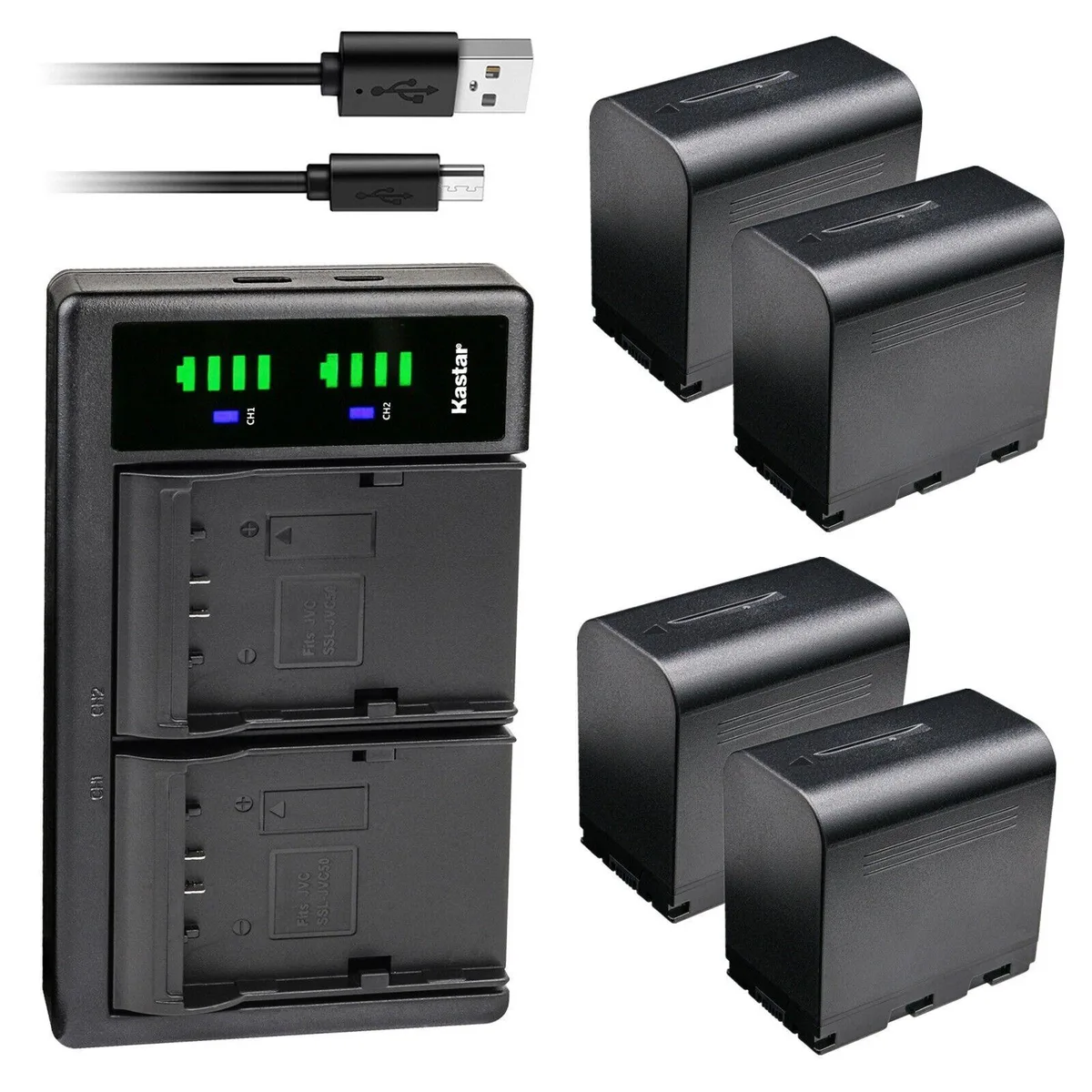 Kastar Kastar SSL-JVC70 4-Pack Battery &amp; LTD2 USB Charger 57.7 Wh — product photo