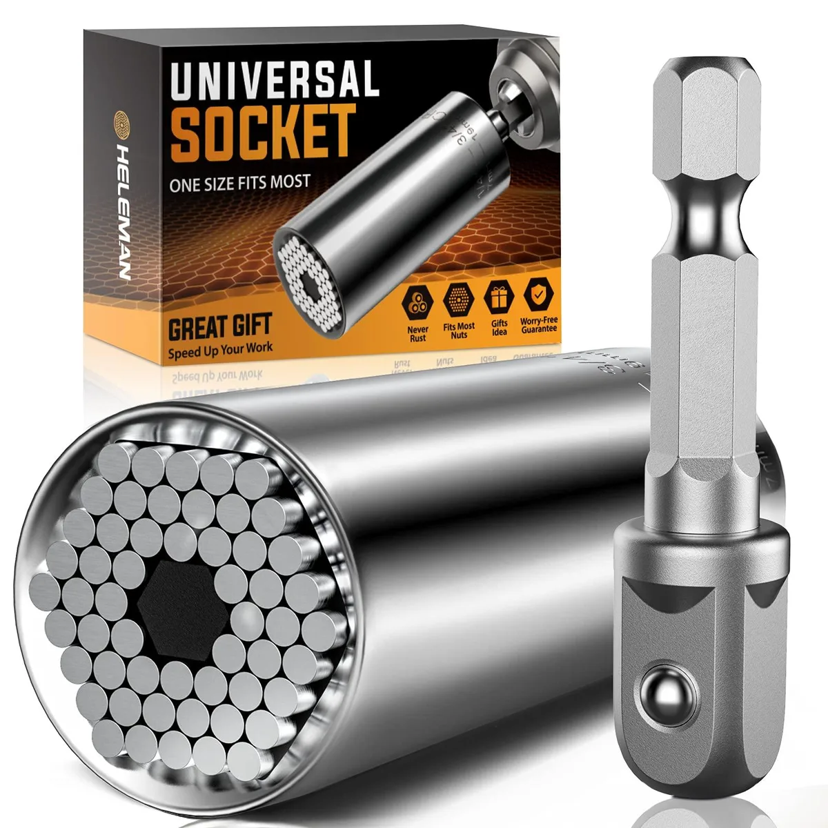 Three blue universal sockets in a compact kit