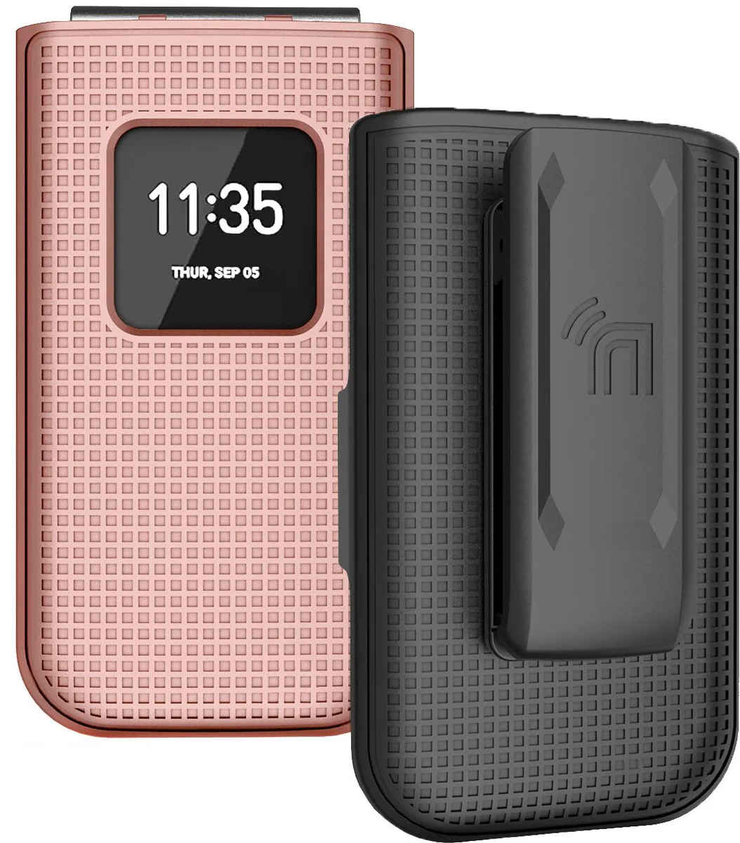 Nakedcellphone Nakedcellphone Grid Case + Belt Clip Holster Combo Rose Gold for Verizon Nokia 2720 V TA-1295 — product photo