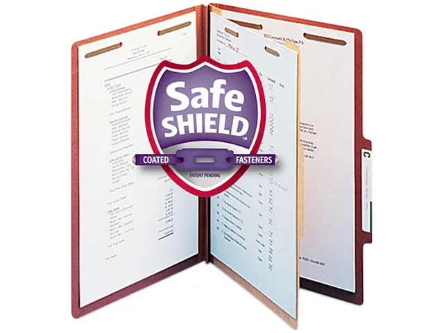 Smead Smead 18775 Pressboard Classification File Folder Legal 4-Section Red 10/Box — product photo