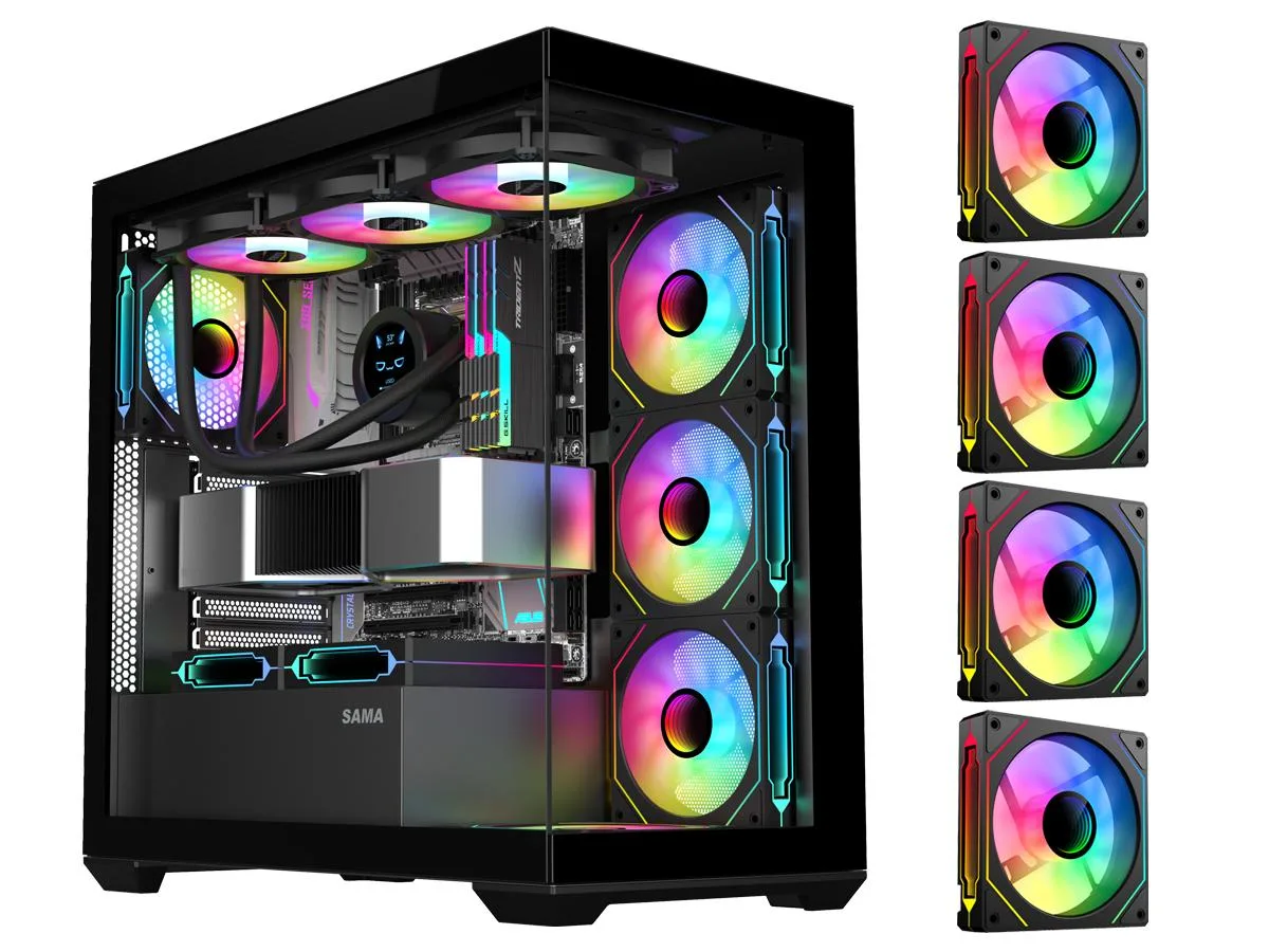 SAMA SAMA SV01 BK Mid Tower ATX PC Case Black 4 ARGB Fans — product photo