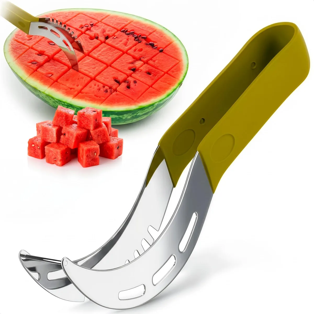  NADOBA WatermelonSlicer 2-in-1 Watermelon Slicer Cutter Tool, Stainless Steel, Cubes &amp; Slices — product photo