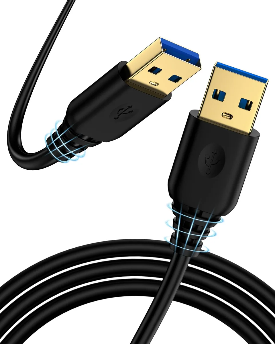 Black 10ft USB 3.0 Type A male-to-male cable with PVC coating