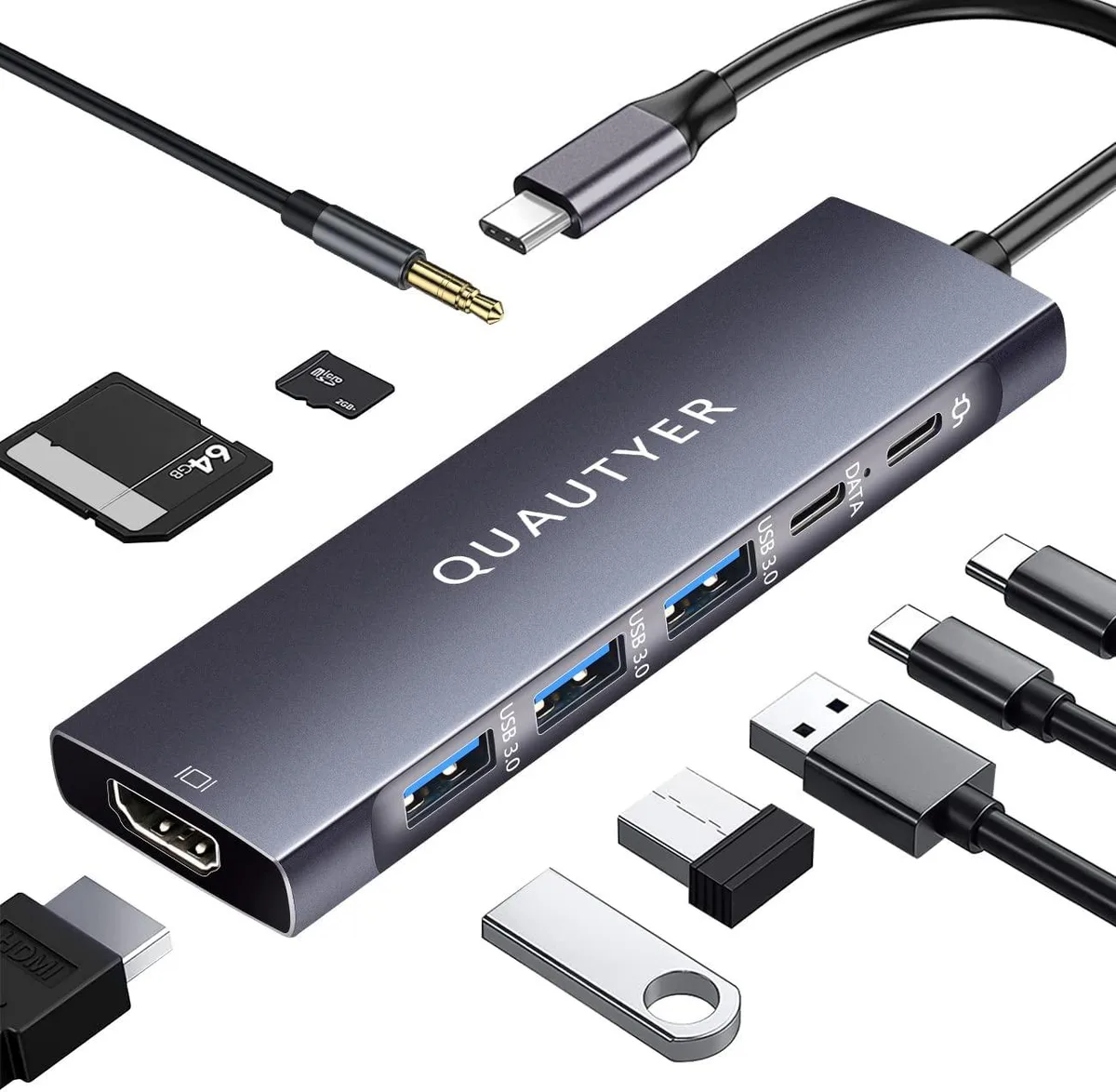 censreal censreal 9-in-1 USB-C Hub 4K HDMI 100W PD 3 USB 3.0 Audio SD TF — product photo