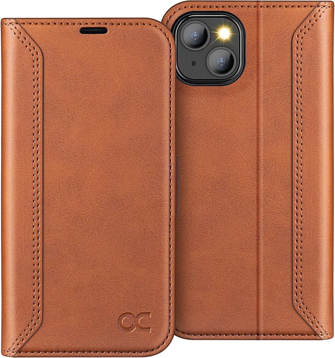 TAURKENAM TAURKENAM iPhone 13 Wallet Case Brown 6.1 inch 2021 — product photo