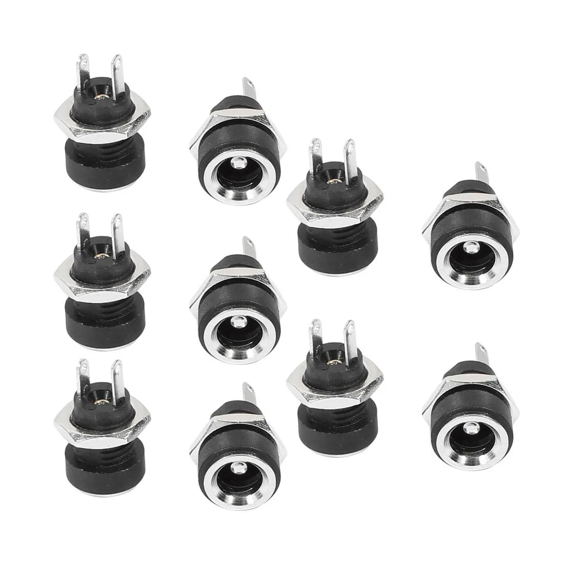 Unique-Bargains Unique-Bargains 10Pcs 5.5mm x 2.1mm DC Power Jack Socket Female Panel Mount Connector surveillance accessory — product photo