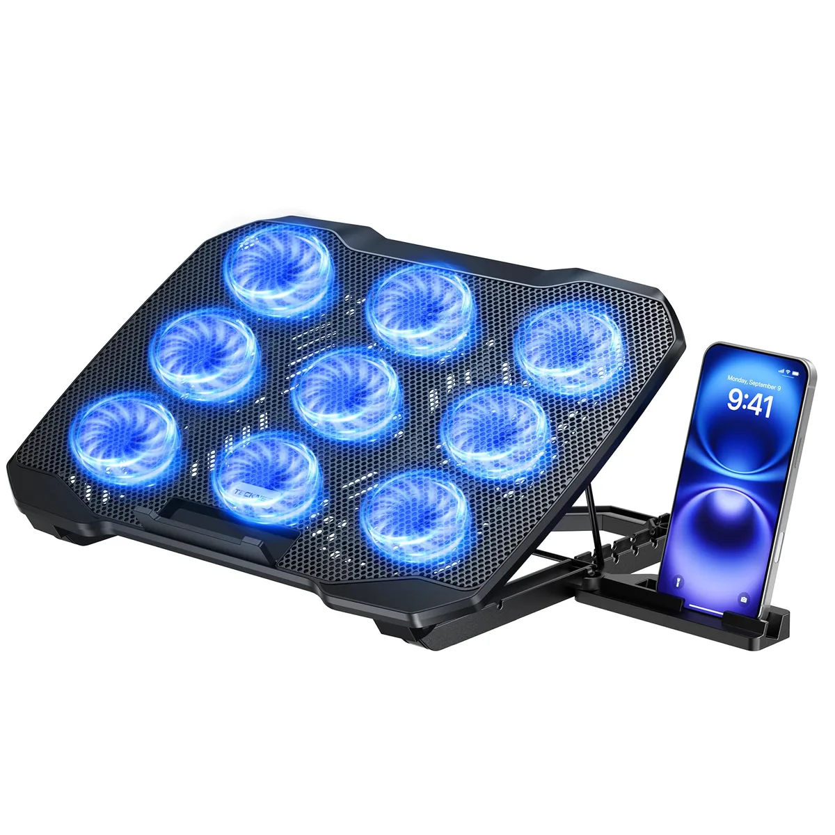  ENHANCE F9 Blue laptop cooling pad 12-17 in 9 fans 2600 RPM — product photo