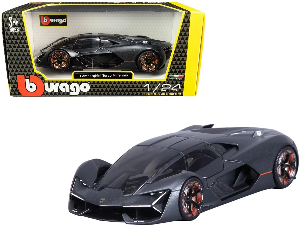 BBURAGO BBURAGO Lamborghini Terzo Millennio 1/24 Dark Gray Metallic Black Top Carbon Accents vehicle — product photo