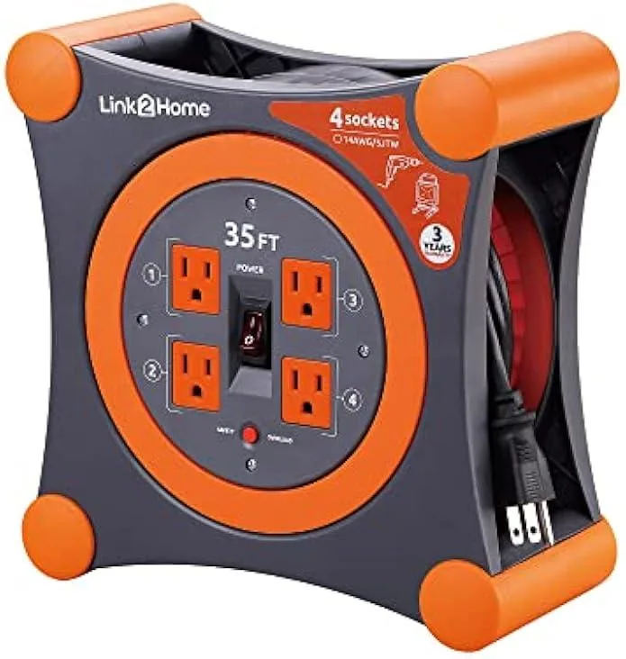 usbroway usbroway Cord Reel 35 ft 14 AWG 4 Outlets 120V — product photo