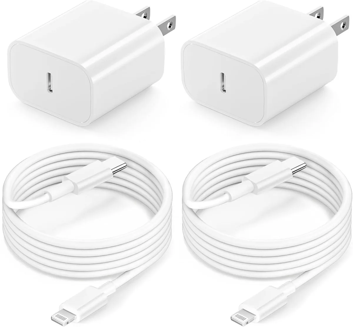 KEHIPI KEHIPI A2602/A2603/A2604/A2605 20W USB-C charger 2-pack 6.6ft cable iPad accessory — product photo