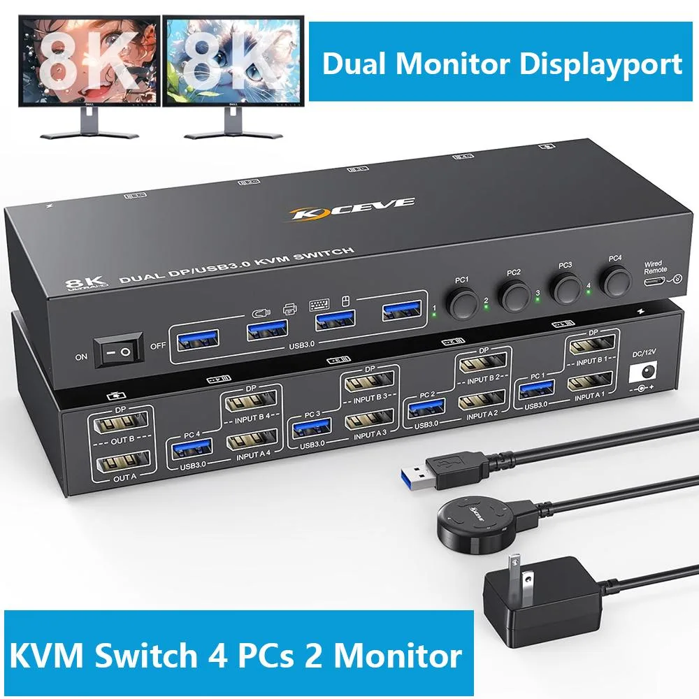IHDAPP IHDAPP 8K@30Hz DisplayPort KVM Switch 4 in 2 Out — product photo