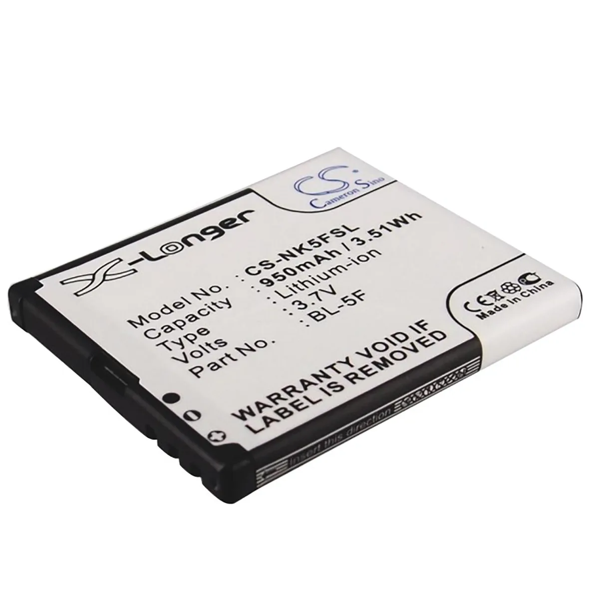 Cameron &amp; Co Cameron &amp; Co DS-CS-NK5FSL cell phone battery 3.7V 950mAh Li-ion black — product photo
