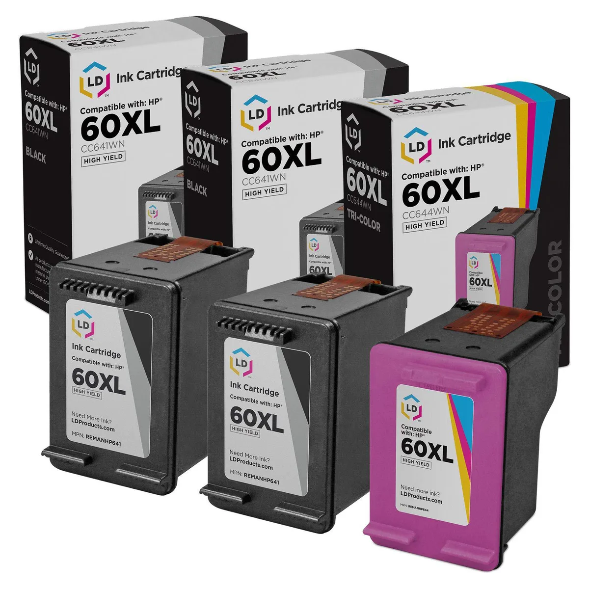LD Products LD Products HP 60XL Ink Cartridge 2 Black 1 Color — product photo