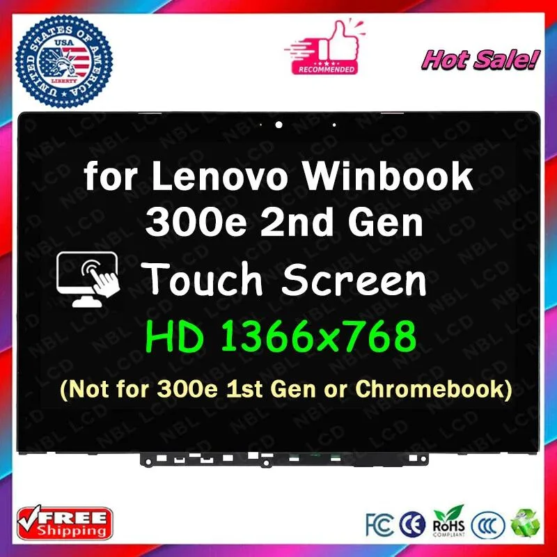 NUOLAISUN NUOLAISUN 11.6" HD Touch Screen w/Bezel for Lenovo 300e 2nd Gen 5D10T45069 — product photo
