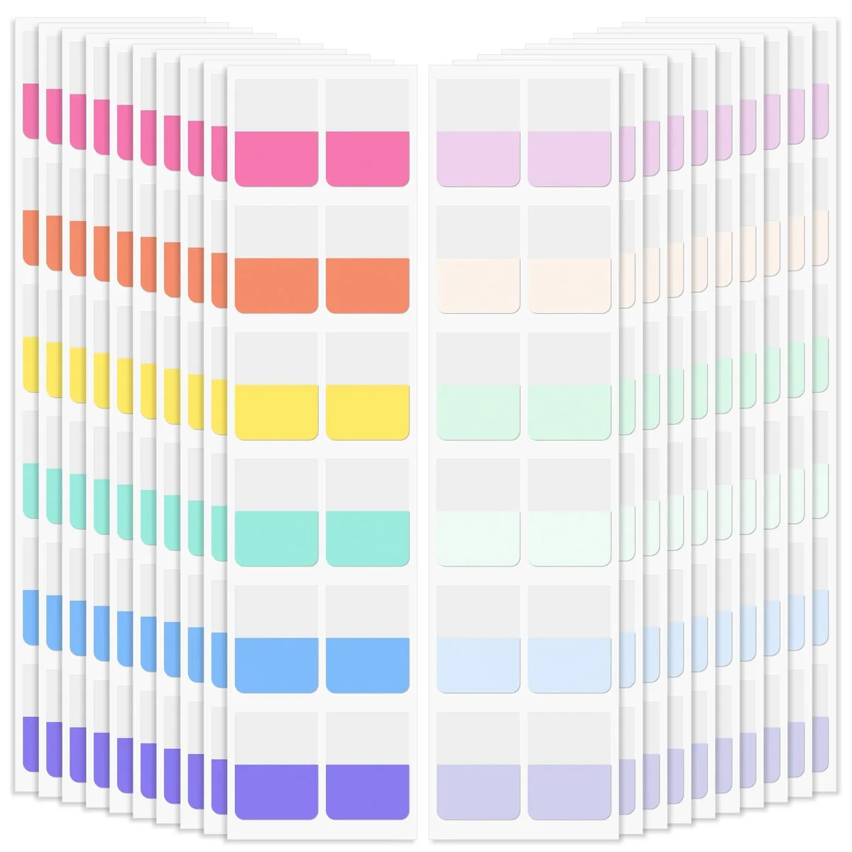 Pack of 240 medium rectangular sticky index tabs in 12 colours