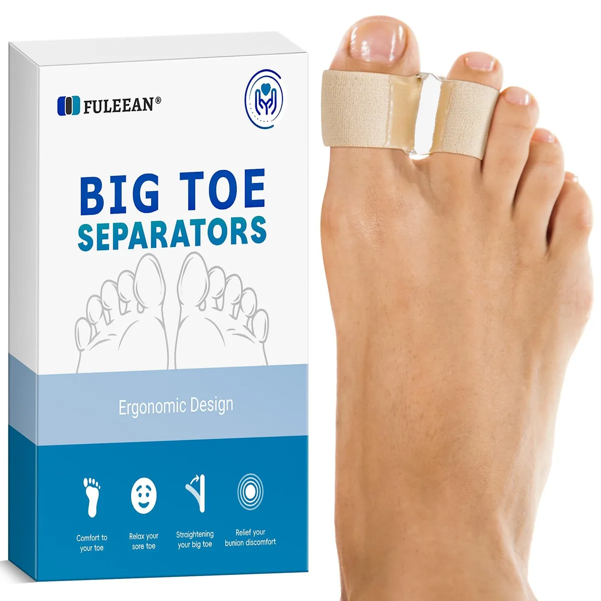 Beige gel toe separator with elastic fabric loops, medium size