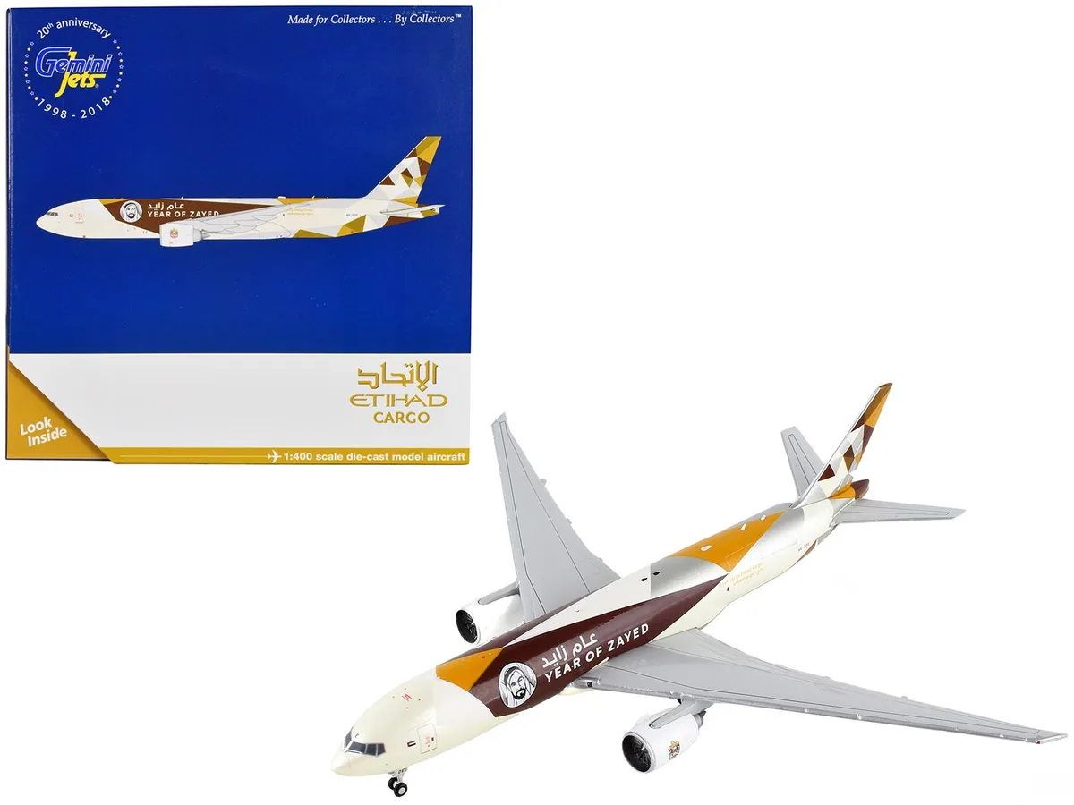 GeminiJets GeminiJets Boeing 777F Etihad Cargo Year of Zayed 1/400 diecast hobby collectible — product photo