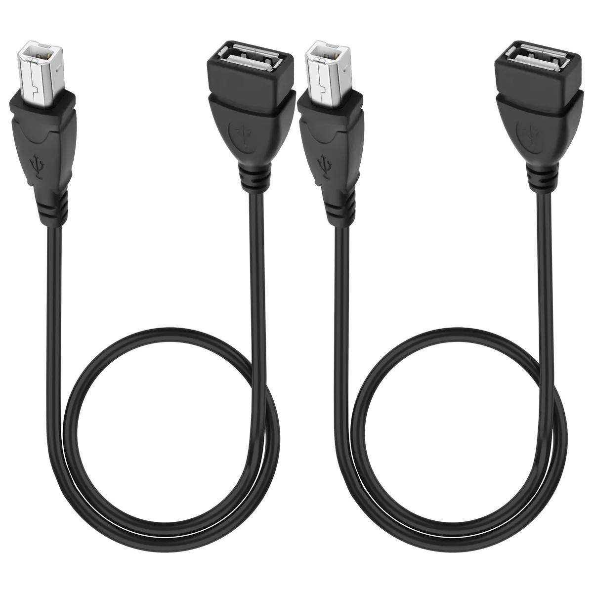  XMSJSIY USB 2.0 Type-B Male to Type-A Female Extension Cable 50cm 2 Pack — product photo