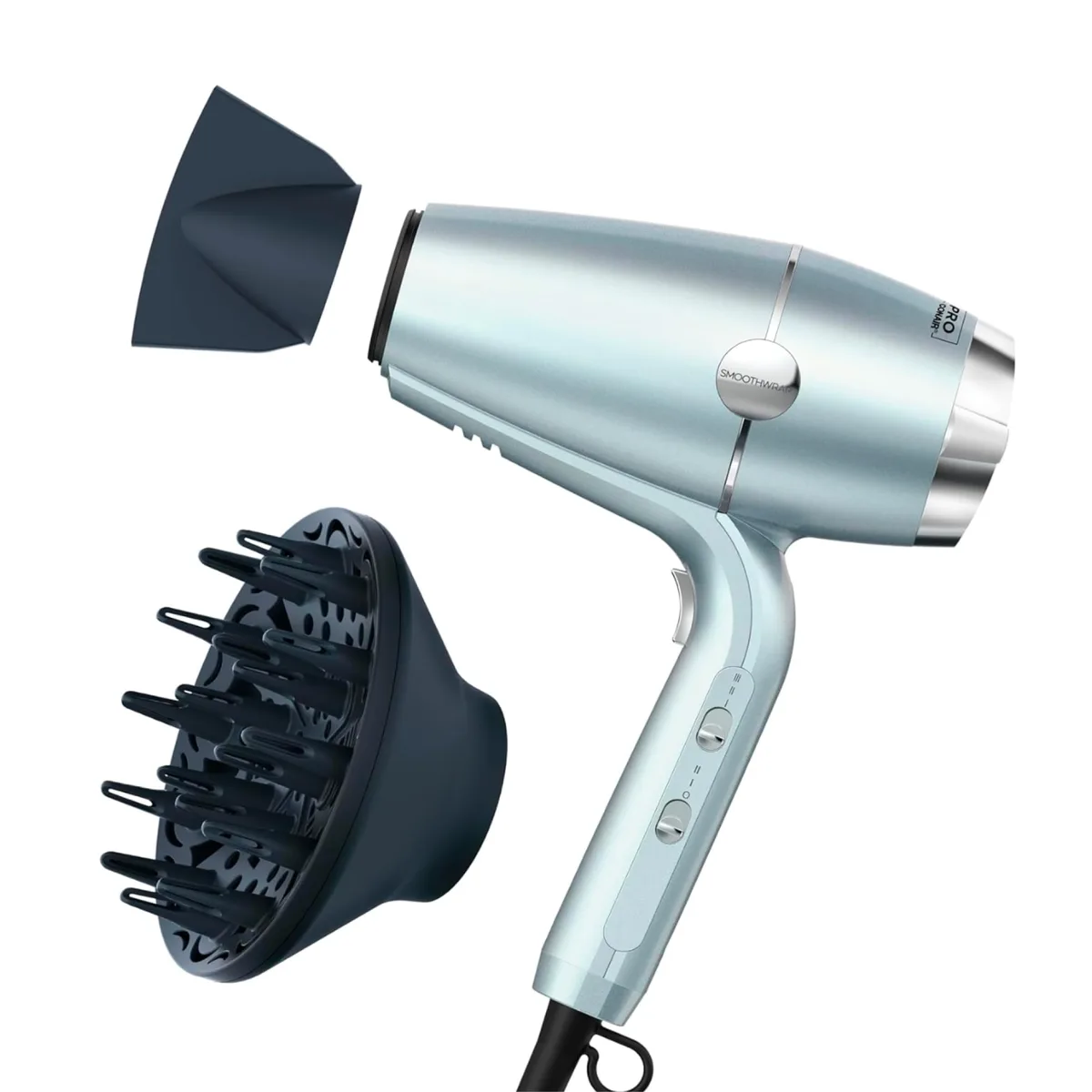 Mint hair dryer with diffuser and concentrator attachments