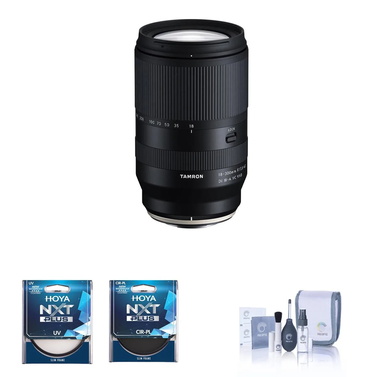 Tamron Tamron 18-300mm f/3.5-6.3 Di III-A VC VXD Fuji X Lens Bundle with Filters and Cleaning Kit — product photo