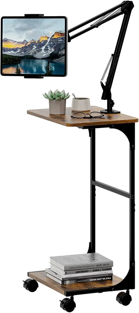 MCHOSE MCHOSE Floor Tablet Stand 2-Tier Storage 4.7-13 inch 28-54 inch Height 360 Rotate Wheels — product photo