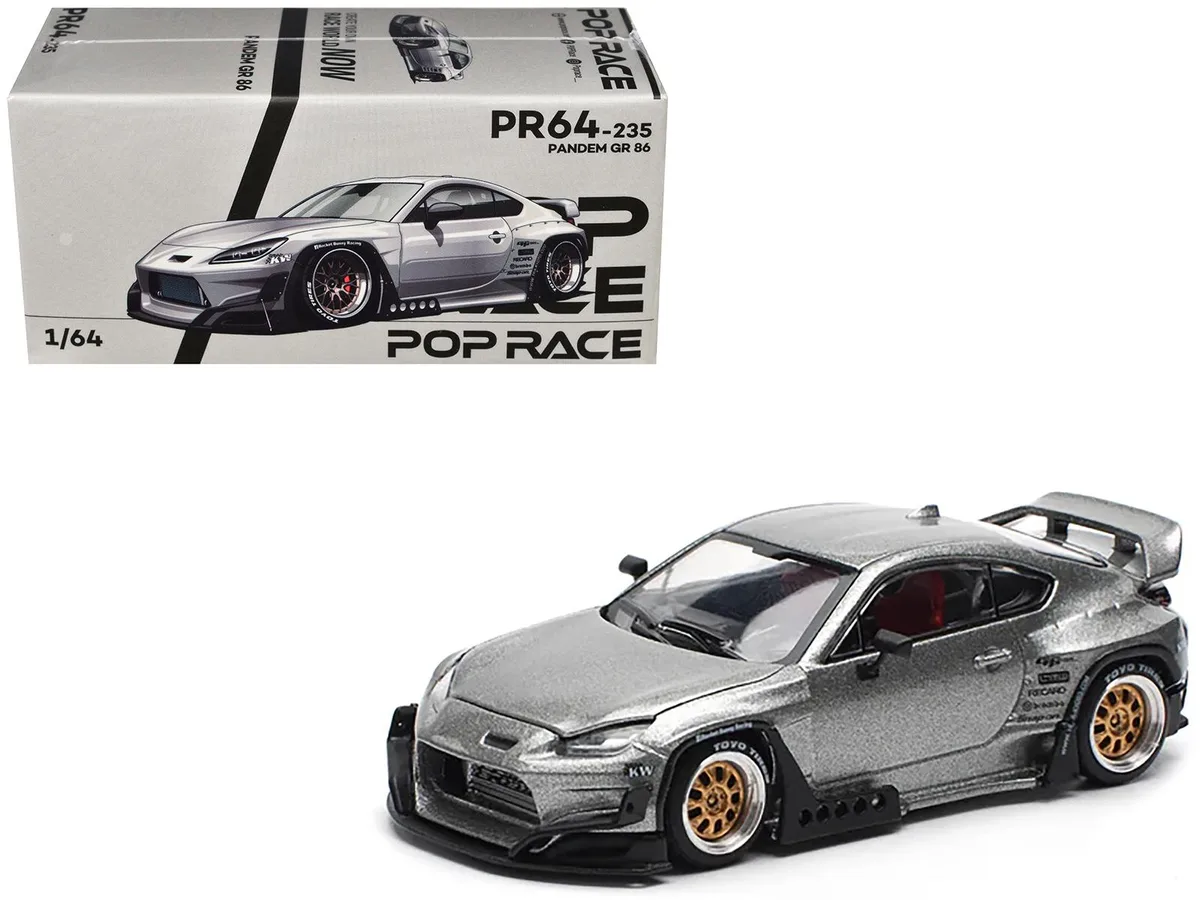 Pop Race Pop Race Toyota Pandem GR86 Silver Metallic 1/64 Diecast Car — product photo
