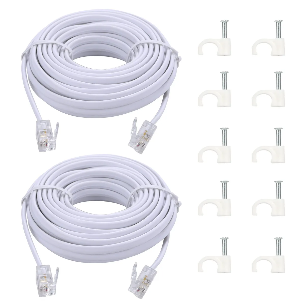  GE 15 ft RJ11 6P4C Phone Extension Cable 2-Pack White — product photo