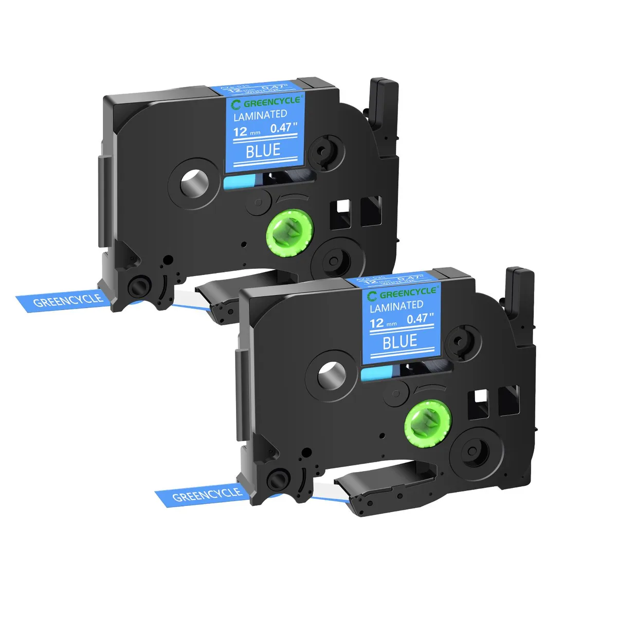 GREENCYCLE GREENCYCLE TZe-535 12mm White on Blue Laminated Label Tape 2 Pack — product photo