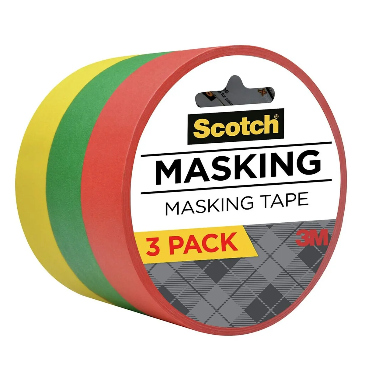 3M 3M Scotch Expressions Masking Tape .94" x 20 yd Red Yellow Green 3-Pack — product photo