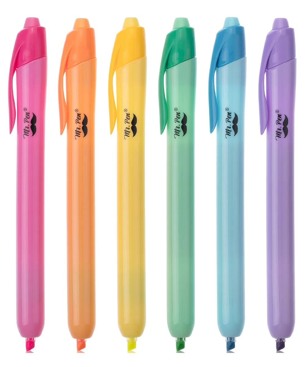 Mr. Pen Retractable Highlighters, 6 Pack, Bright Colors — product photo