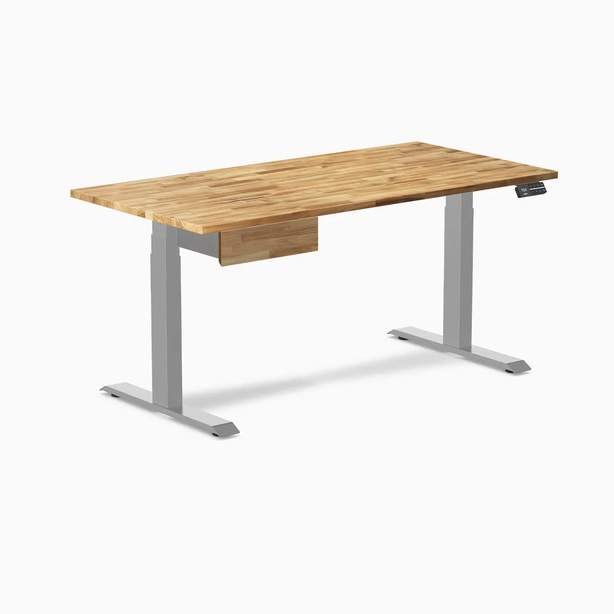 Desky Desky Dual Hardwood Standing Desk with Drawer Acacia 60 x 30 in Gray — product photo