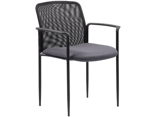 BOSS Office Products BOSS Office Products B6909-GY Stackable Mesh Guest Chair Gray office furniture — product photo