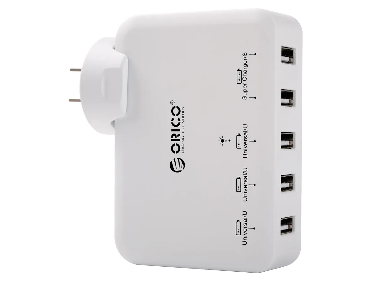 Orico Orico DCAP-5U-US-WH 5-port USB charger 40W 2×2.4A 3×1A white — product photo